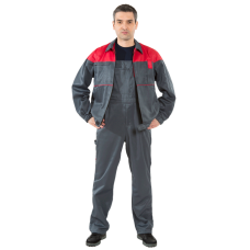 Костюм летний мужской "Рейнир" (куртка + полукомбинезон) т.серый+красный, в наличии